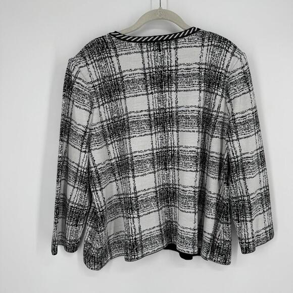 Ming Wang Cardigan pxl black white check jacket sweater work office career - Picture 5 of 5